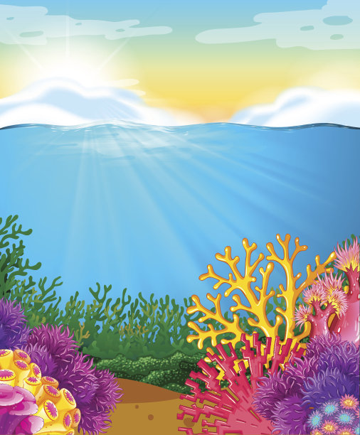 海边礁石插画图片