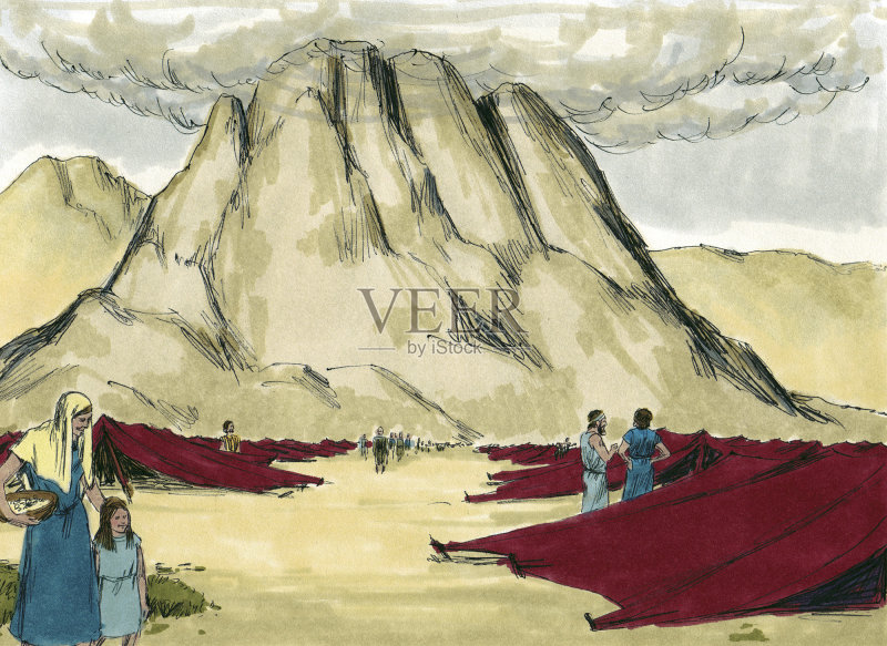 摩西 - 以色列人在西乃山荒野图片素材下载 - V