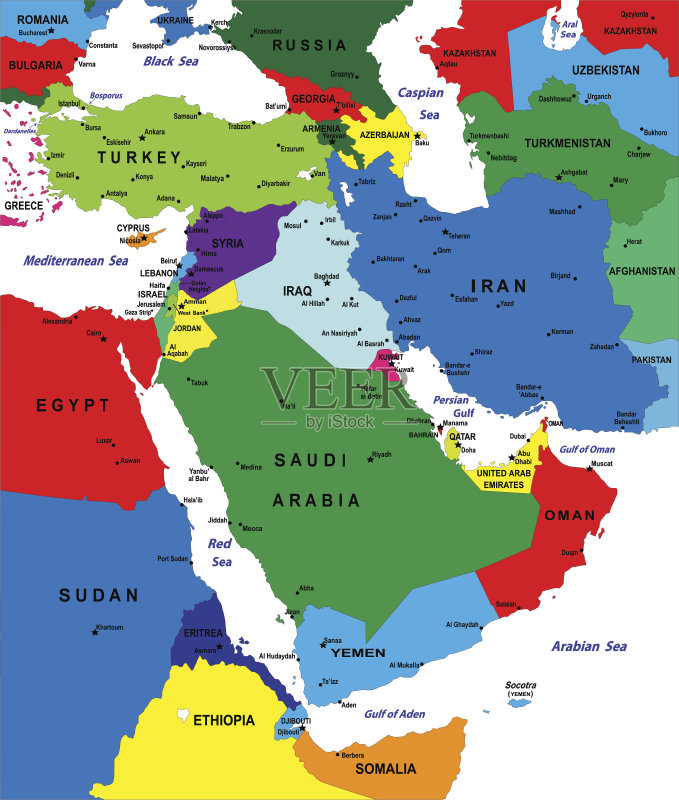 中东地图插画素材下载 - Veer图库