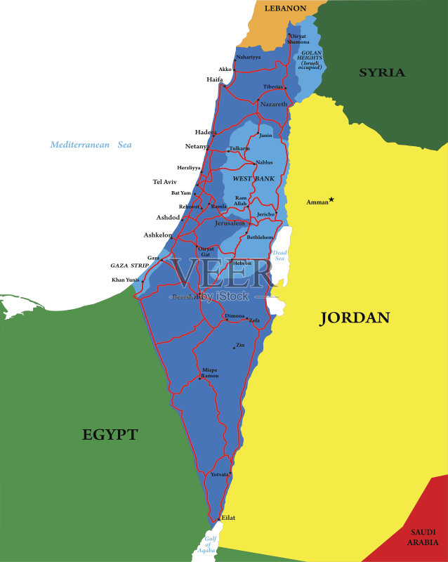 以色列地图插画素材下载 - Veer图库