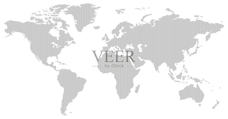 黑白垂直线图案世界地图负插画素材下载 - Ve