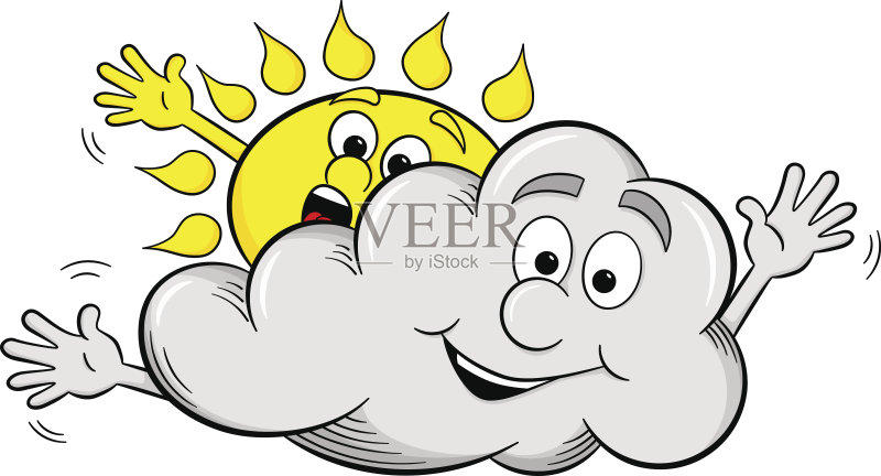 卡通太阳和云彩阴天矢量图素材下载 - Veer图库
