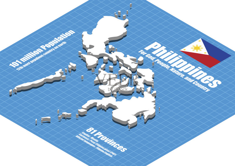 菲律宾地图矢量三维矢量图素材下载 - Veer图库