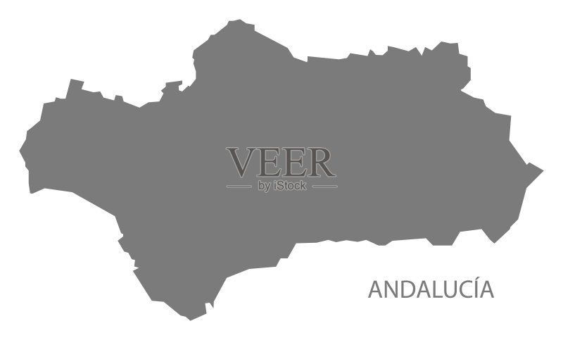 安达卢西亚西班牙地图灰色插画素材下载 - Ve