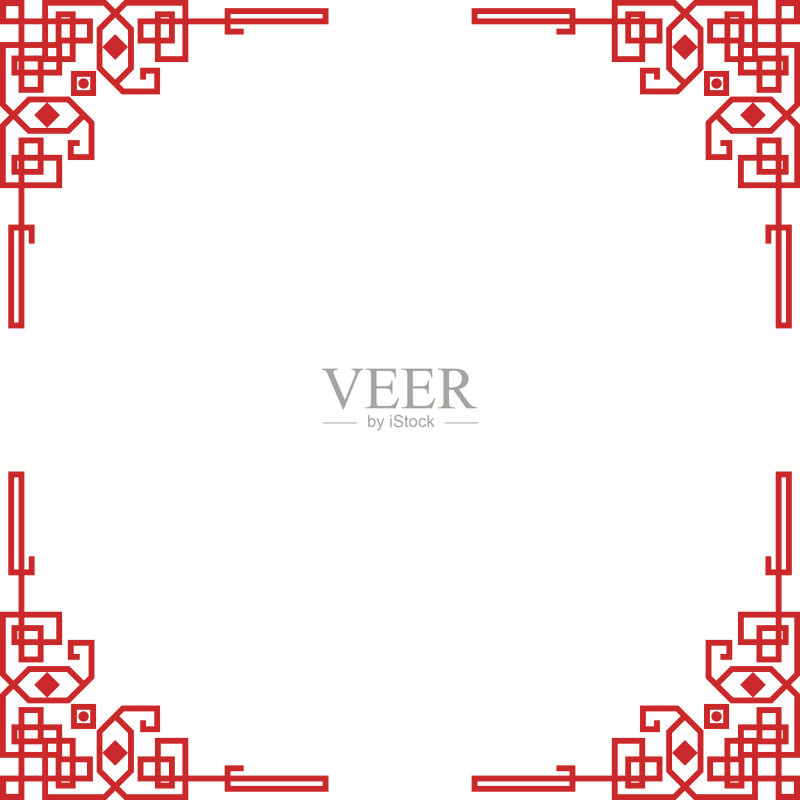 中国红边框矢量图素材下载 - Veer图库
