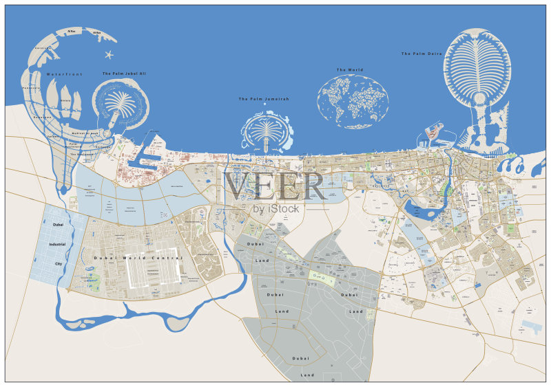 迪拜大城市地图矢量图素材下载 - Veer图库
