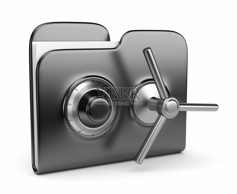 带锁的文件夹数据安全概念。 3D隔离图片素材