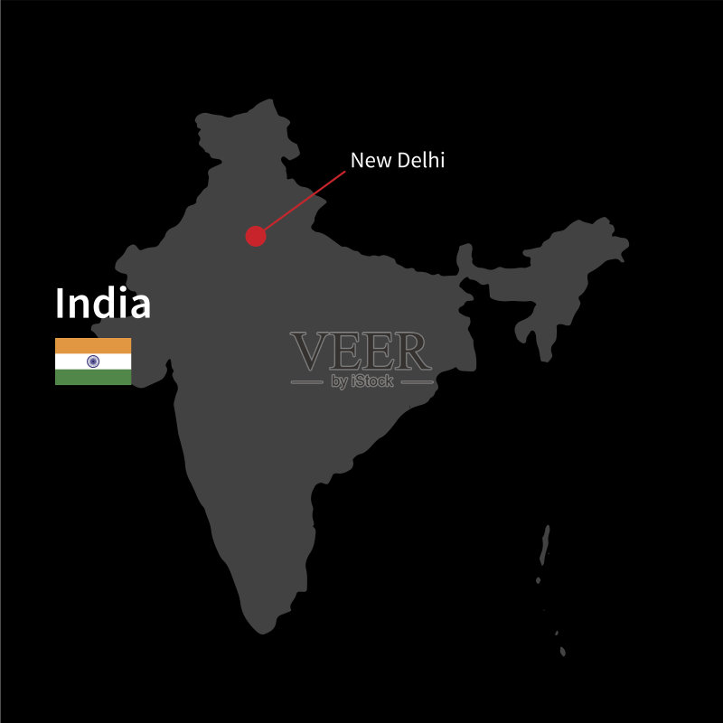 印度和首都新德里的详细地图矢量图素材下载 