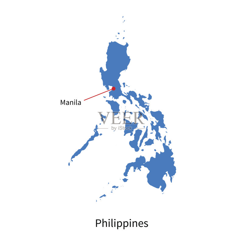 详细的菲律宾和首都马尼拉的矢量地图矢量图素