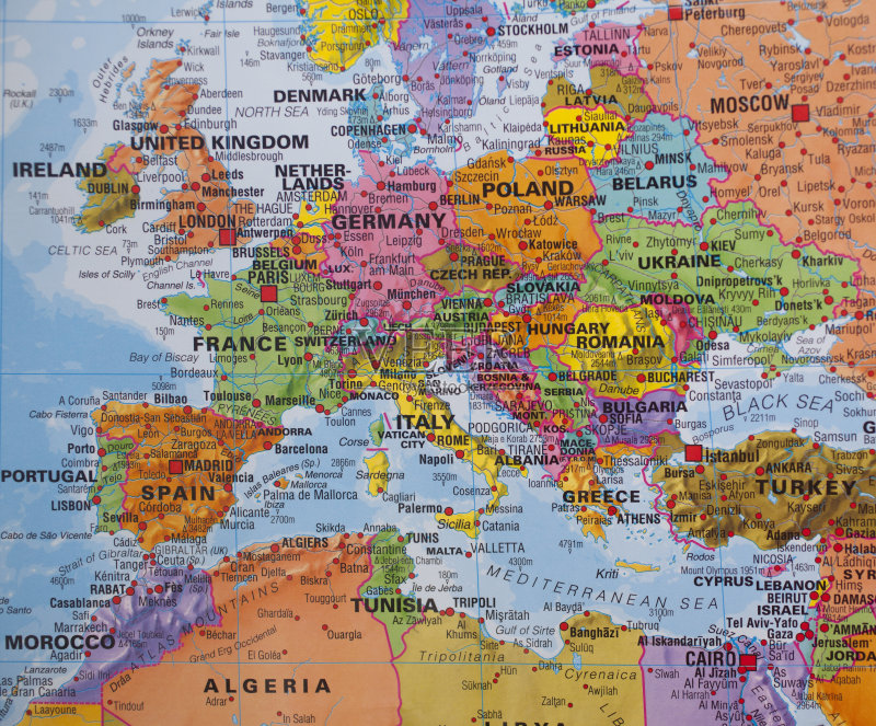国家:西部，北部，南部和东欧国家地图。图片素材下载 - Veer图库