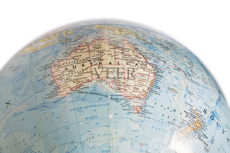 地球显示澳大利亚和新西兰的地图图片素材下载