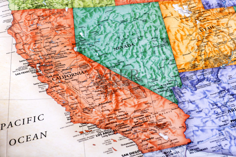 美国加州和内华达州的地图图片素材下载 - Ve