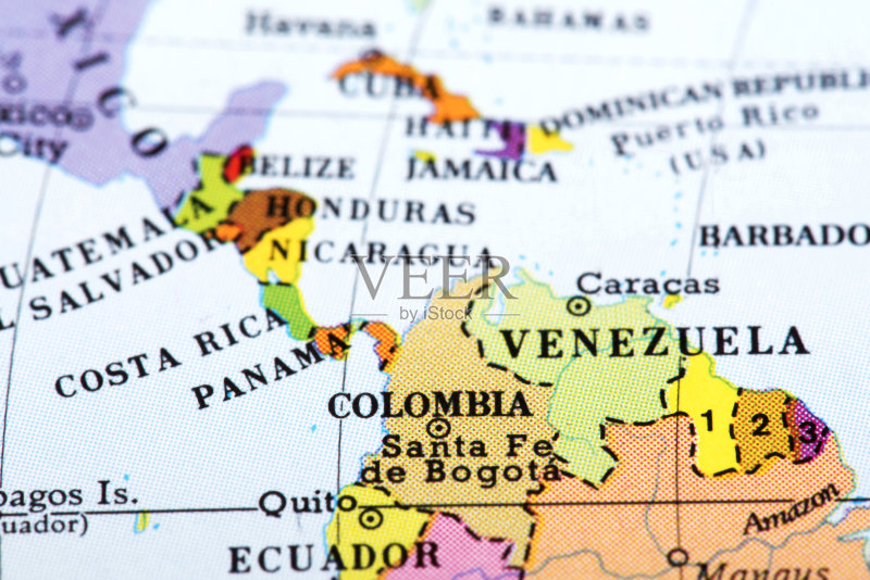 哥伦比亚与委内瑞拉的地图图片素材下载 - Ve
