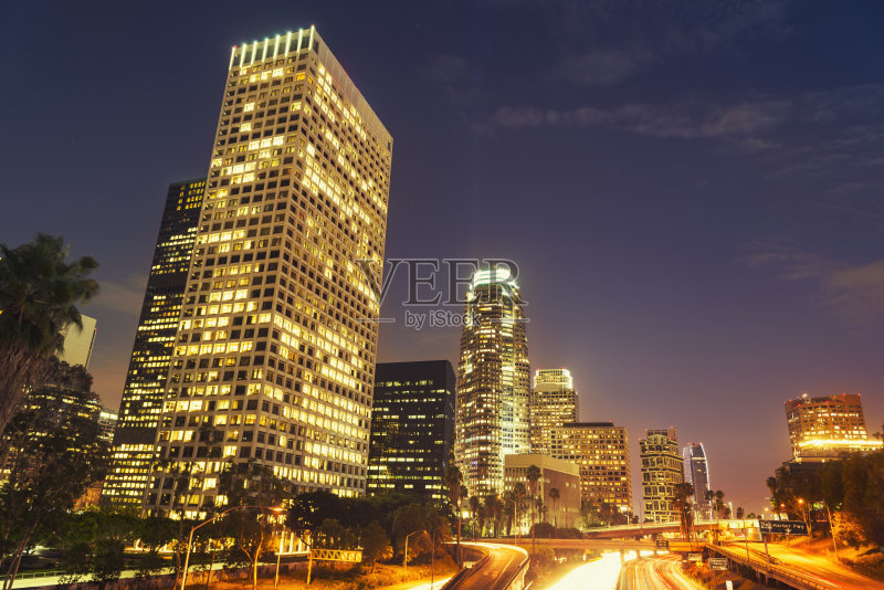 洛杉矶,高峰时间,市区,午夜,水平画幅