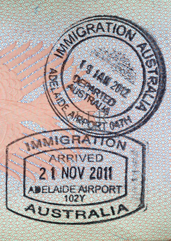 澳大利亚移民签证护照邮票图片素材下载 - Ve