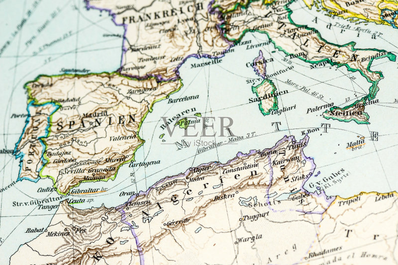 古典德国地图集地图:南欧和北非插画素材下载
