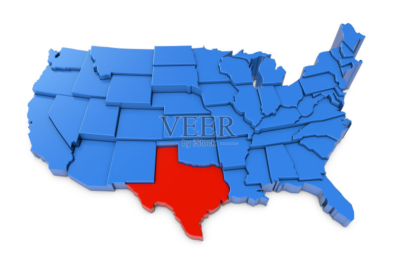 德州州的美国地图用红色突出显示图片素材下载