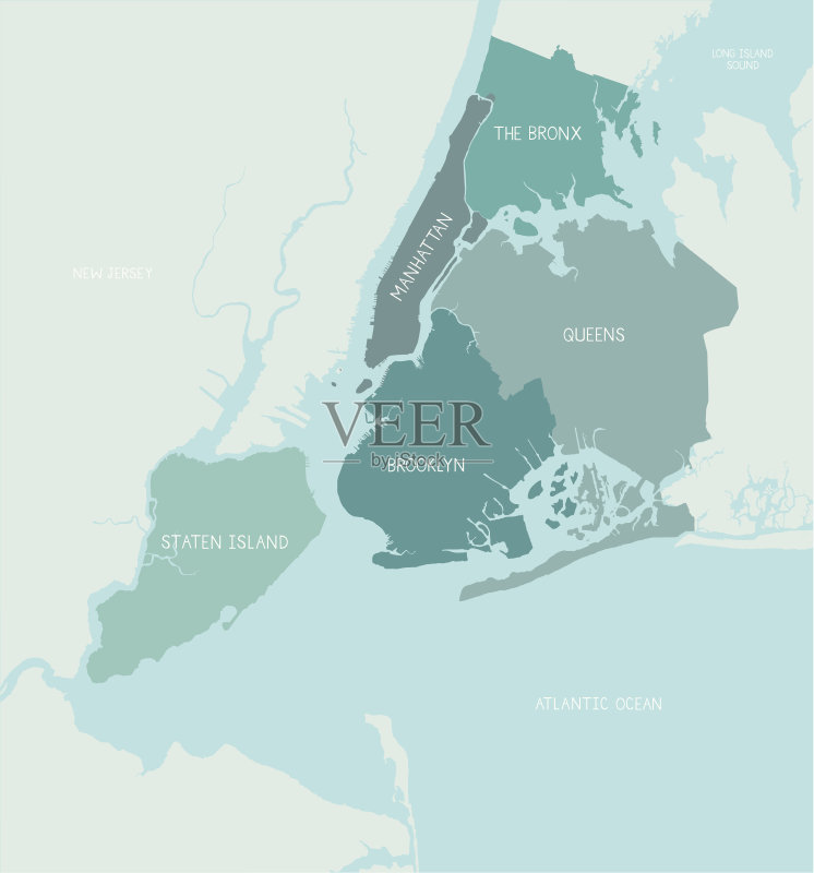 纽约市自治市镇地图矢量图素材下载 - Veer图库