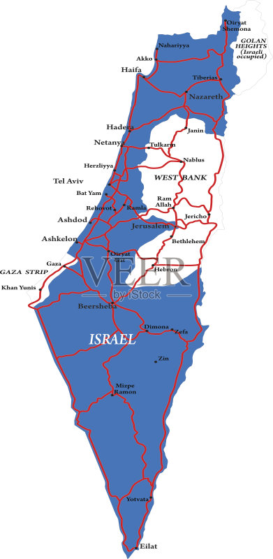 以色列地图孤立矢量图素材下载 - Veer图库