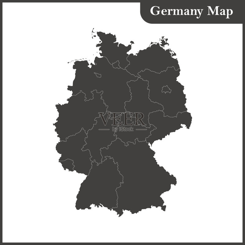 德国与地区的详细地图矢量图素材下载 - Veer图