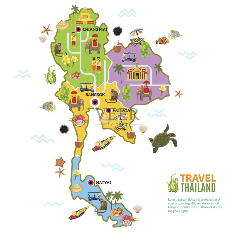 泰国地图海报矢量图素材下载 - Veer图库