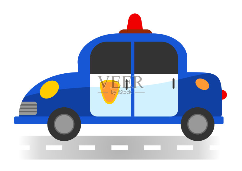 卡通警车在白色背景图片素材下载 - Veer图库