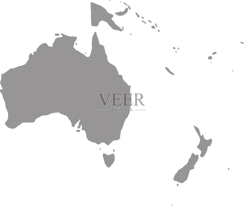 澳大利亚和大洋洲大陆地图矢量图素材下载 - V
