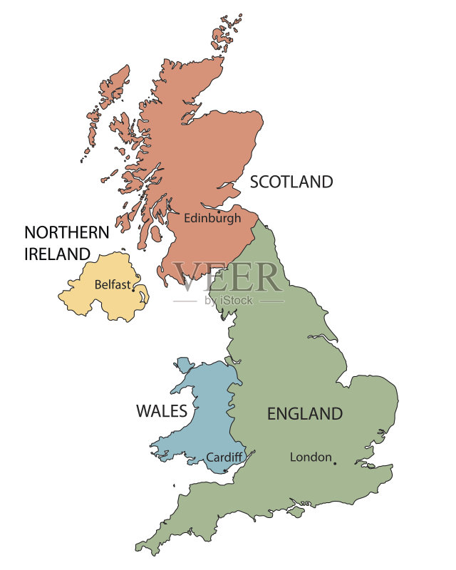英国国家地图矢量图素材下载 - Veer图库