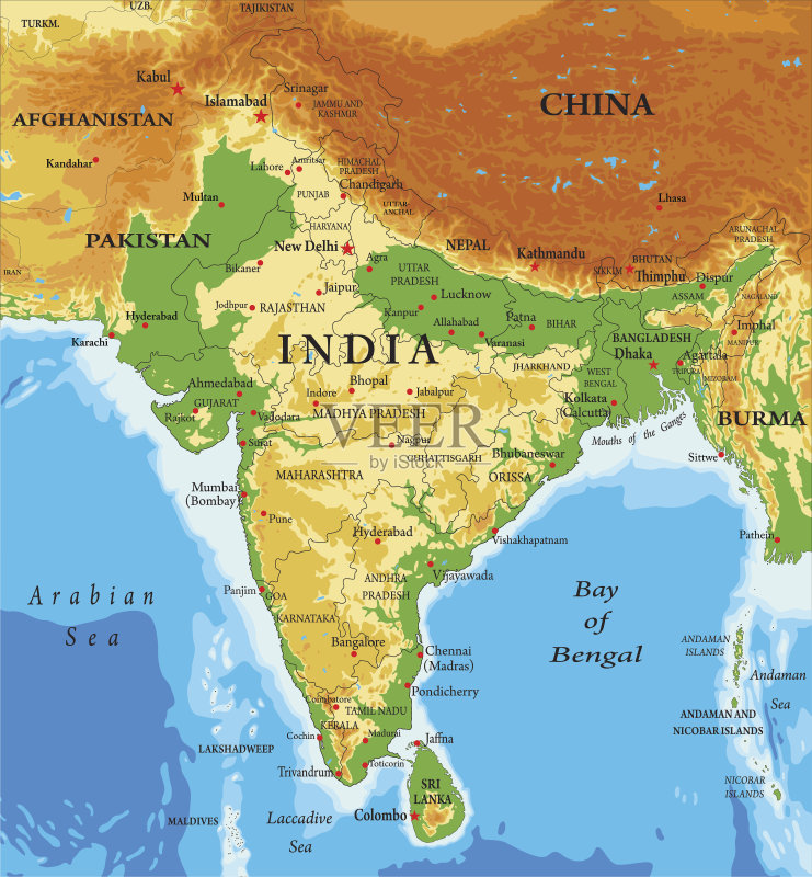 印度救济地图矢量图素材下载 - Veer图库