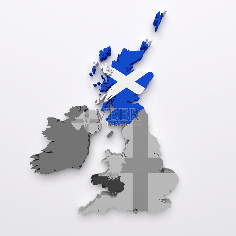 苏格兰地图和国旗插画素材下载 - Veer图库