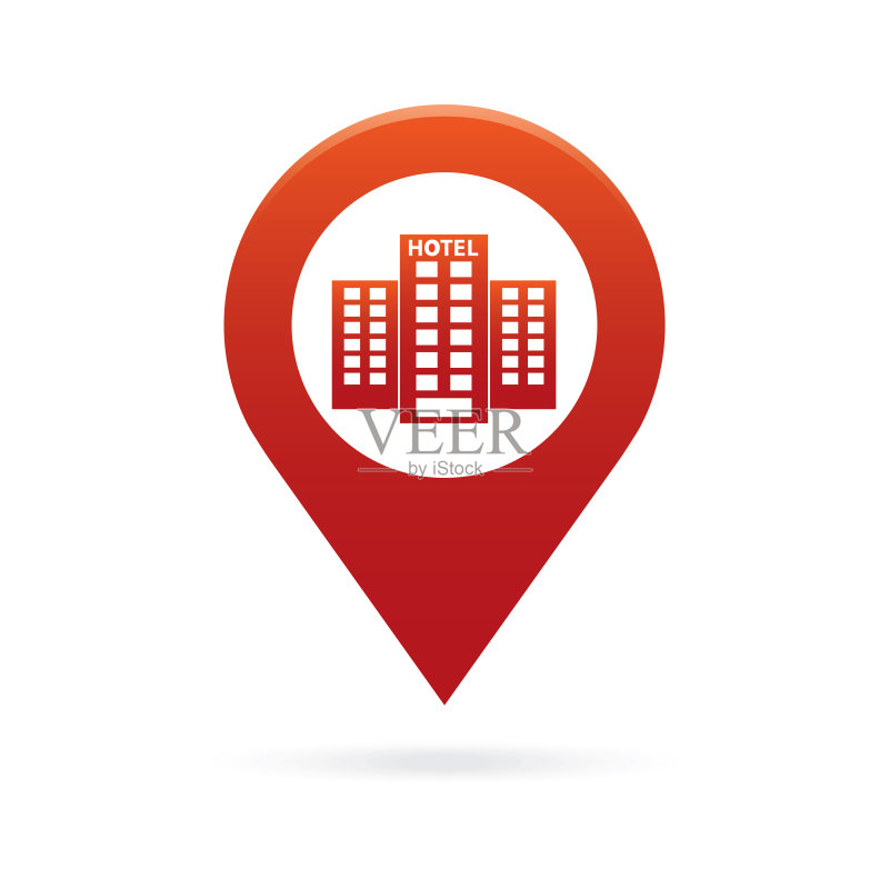 酒店地图指针图标标记GPS位置标志符号图片