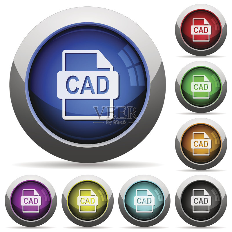 CAD文件格式圆形光泽按钮矢量图素材下载 - V