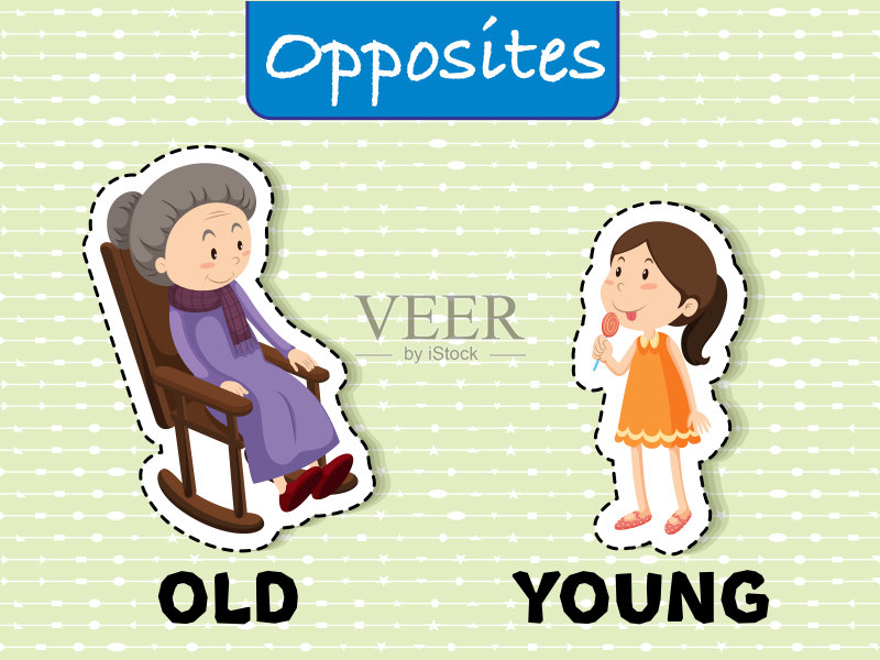 老年人和年轻人的反义词矢量图素材下载 - Ve