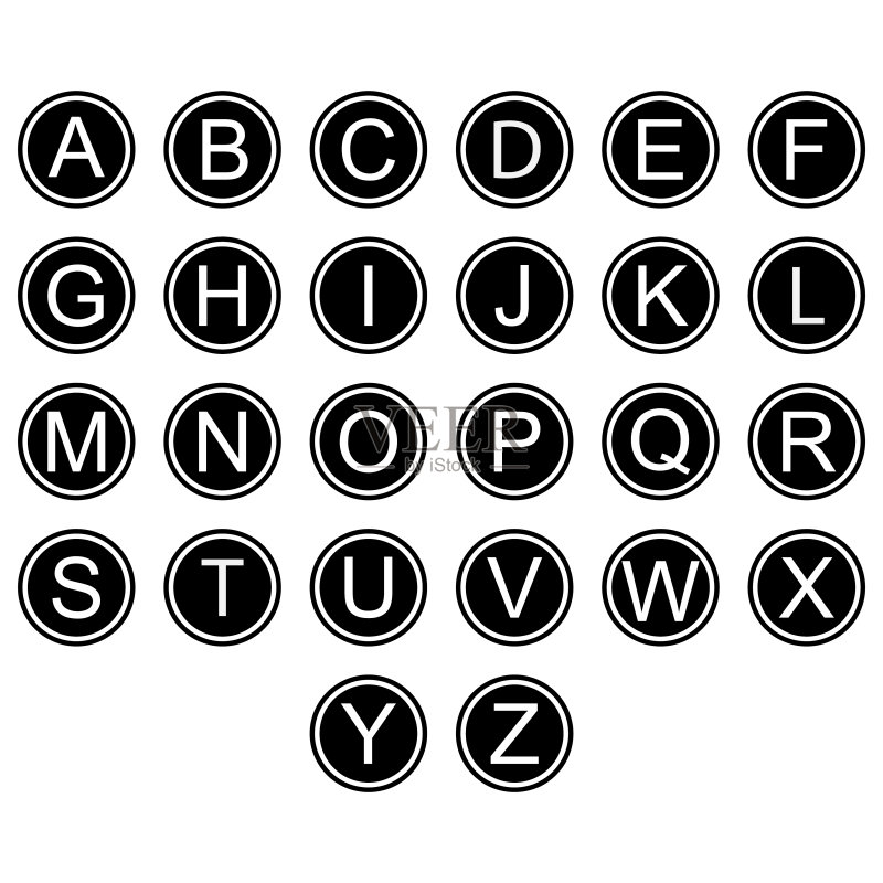 英语字母表字母符号图标标志简单的黑色和白色