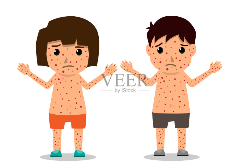 儿童有水痘信息图,海报儿童发烧和水痘症状和