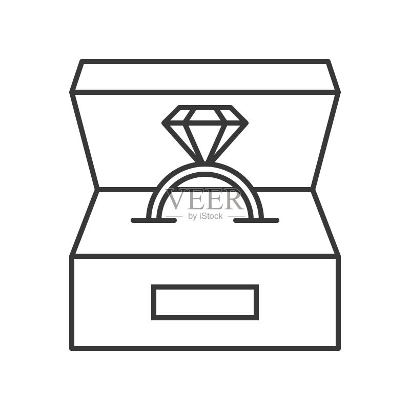 钻石戒指盒,珠宝相关,大纲图标